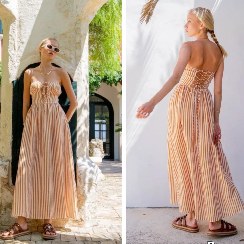 Vrg grl Halcyon Dreams Linen Midi Dress SIZE:10